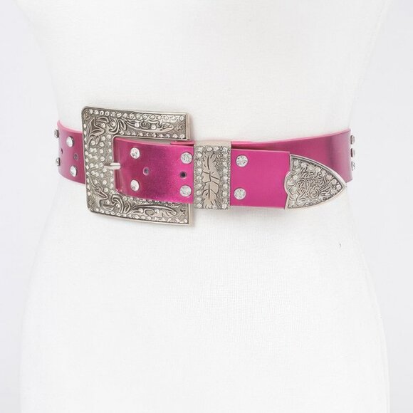 Rhinestone Buckle Metallic Belt W/stones main image 3